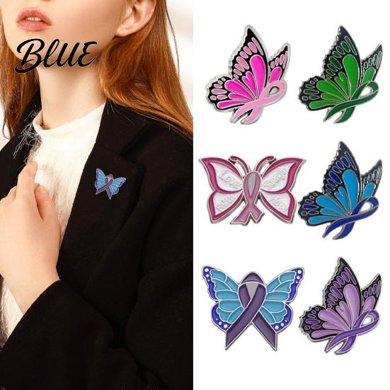 Cardigan Brooch Women Enamel Butterfly Design Healing Ribbon Pin Dripping