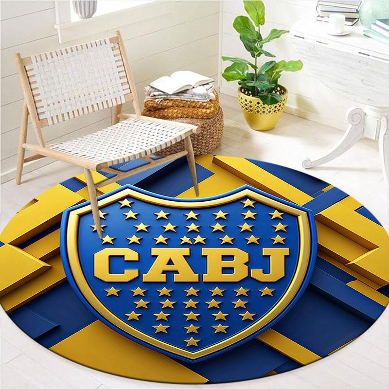Boca Juniors Round Area Rug,Carpet Rug for Living Room Bedroom Sofa Playroom Decor,Non-slip Floor Mat