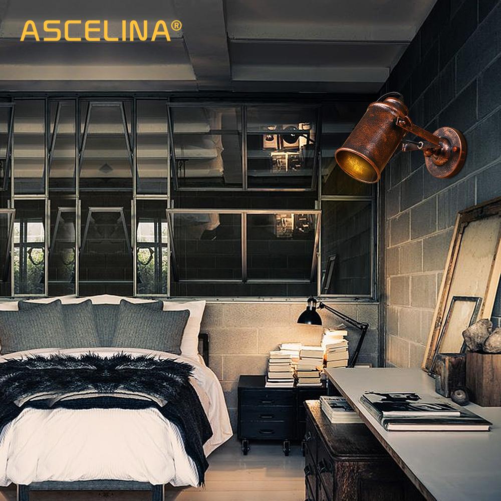 Vintage Nástěnná lampa Průmyslové nástěnné svítidlo Nastavitelné Rust Světlo Retro Loft Country Nástěnný Svícen Bar Kavárna Domácí dekorace 2 kusy