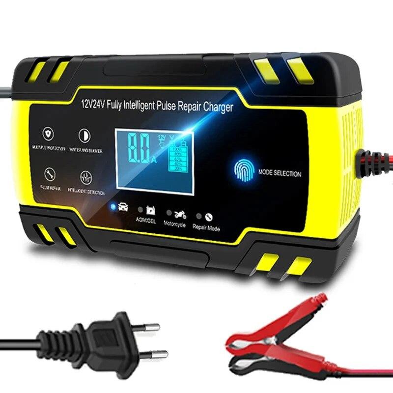 Car Battery Charger 12/24V 8A Touch Screen Pulse Repair LCD Battery Charger For Car Motorcycle Lead Acid Battery Agm Gel Wet