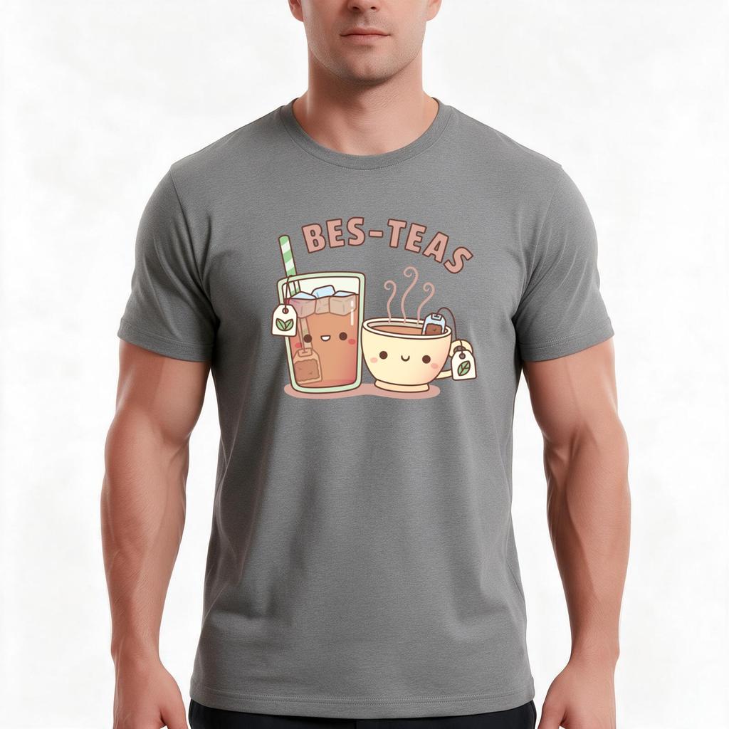 Cute Iced And Hot Teas Bes Teas Besties TShirt Summer Casual Cotton Tee Oversized Streetwear Tops Vintage Graphic Print