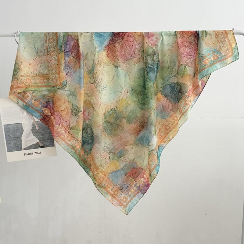 Pastoral Daisy 111 Large Square Scarf Silk Scarf Women's Silk Scarf Air Conditioning Shawl Travel Sunscreen Beach Silk Scarf