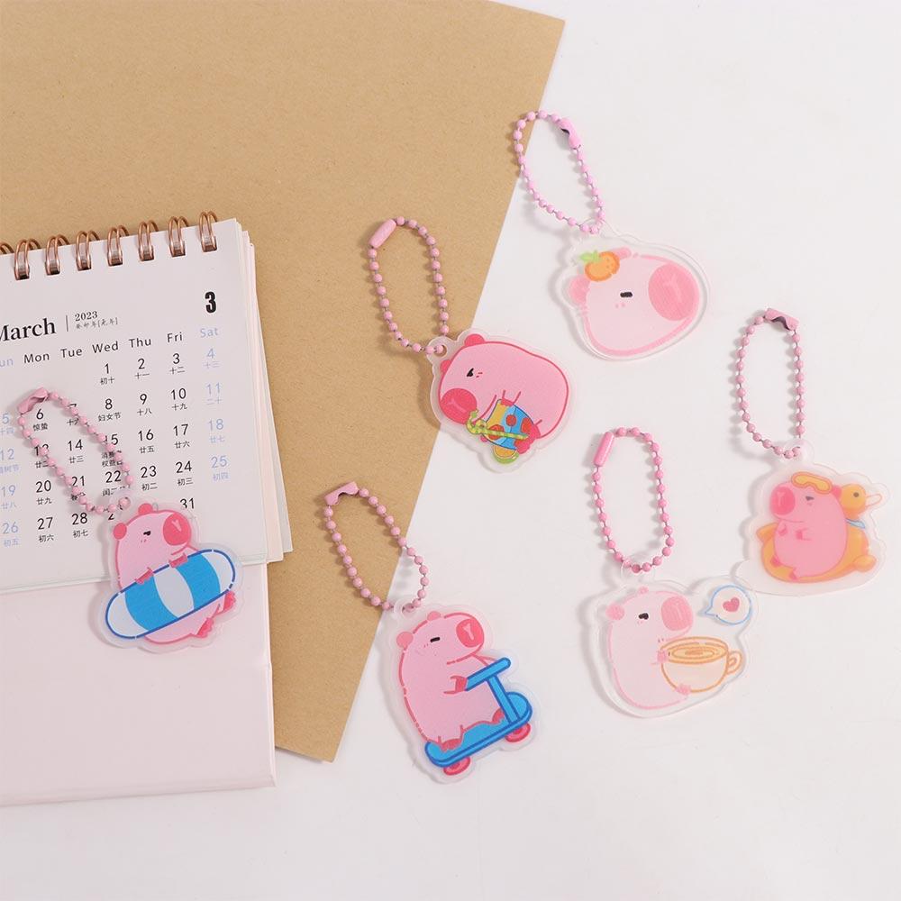 Capybara Pink Capybara Acrylic Keychain Creative Kapibara Pendant Backpack Decor