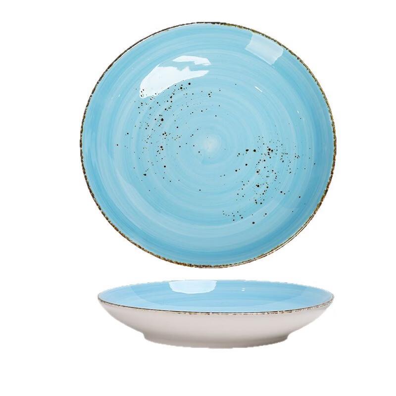 Ru Han Blue Striped Bone China Deep Plate