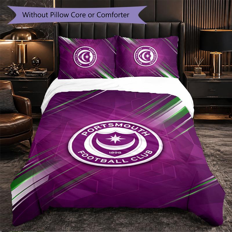 Biancheria da Letto a Tema Portsmouth FC Set 3 Pezzi Copripiumino Biancheria da Letto Decorativa Per Stanza Adolescenti Decorazione Casa