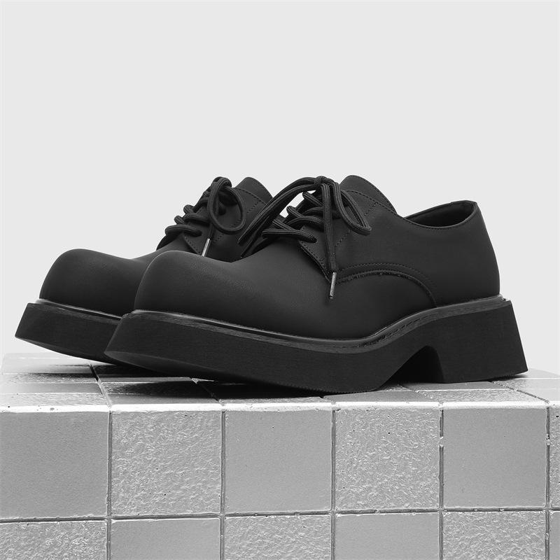 Big head leather shoes men's shoes trendy black niche Mickey high sense derby shoes thick sole heightened ruffian handsome 9522-H