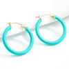 [Takeda Jewelry] Turquoise Blue Loop Earrings, Genuine Enamel Hoop Earrings, Sterling Silver S925, Popular, Enamel Finish, Cute, Simple, Hypoallergeni