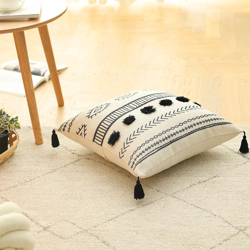 Cotton and Linen Pillow B&B Living Room Sofa Nap Cushion Bay Window Bedside Car Decorative Waist Pillow Case