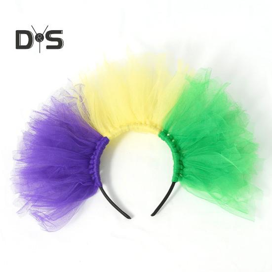 Mardi Gras Glitter Headband for Women Carnival Hairband Costume Accessories Mesh Hair Clip Headpiece for Women Children
