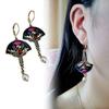 Kolczyki w kształcie wachlarza Granat Kwiaty Wzór Dangle Drop Kolczyk Stylowy Elegancki Perła Wisiorek Kolczyk Biżuteria Prezent