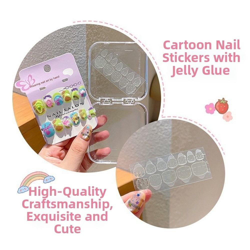 Cartoon Long Nail Sticker Cute Press on Nail Hot Nail Tips for Girls Students