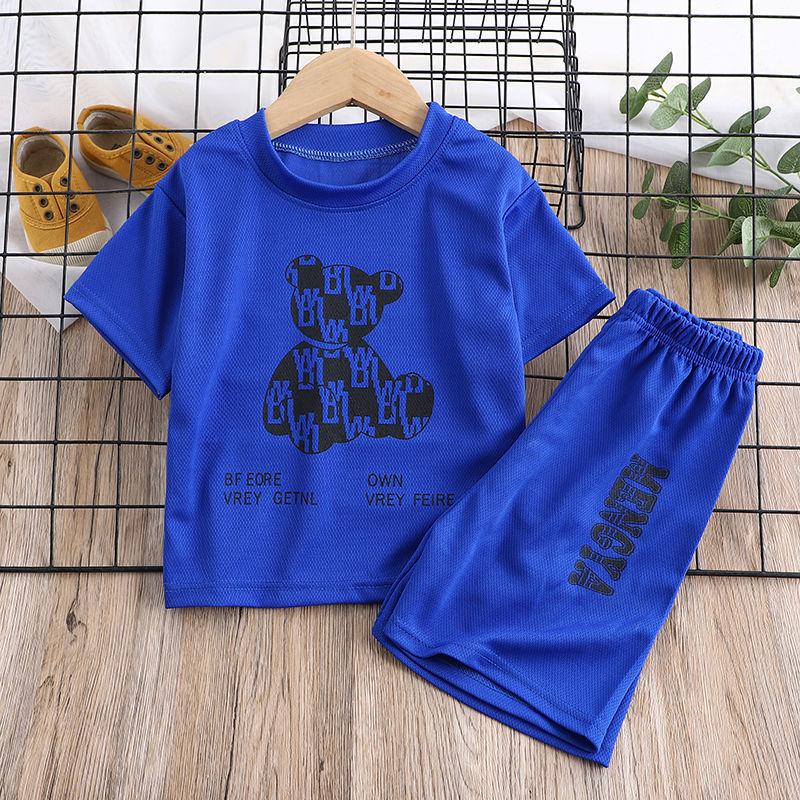 Summer Baby Girls Clothes Set Breathable Cartoon Bear Printed T-Shirts And Shorts 2PCS Suit Children Boy Top Bottom Tracksuits