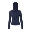 Damen atmungsaktive Kapuzen-Yogajacke Langarm Fitness Top Activewear