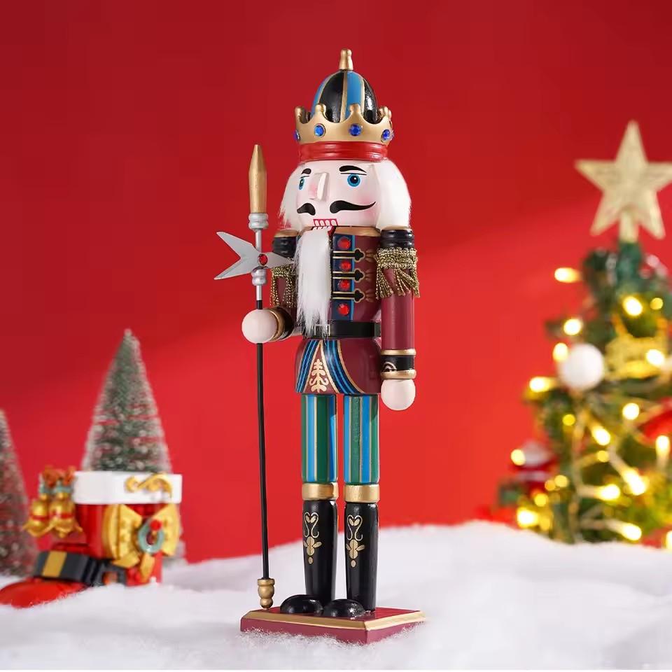 30cm Nutcracker Puppet Soldier Ornament Doll Merry Christmas Decoration Creative Gift Wooden Handicrafts Desktop Cute Ornament