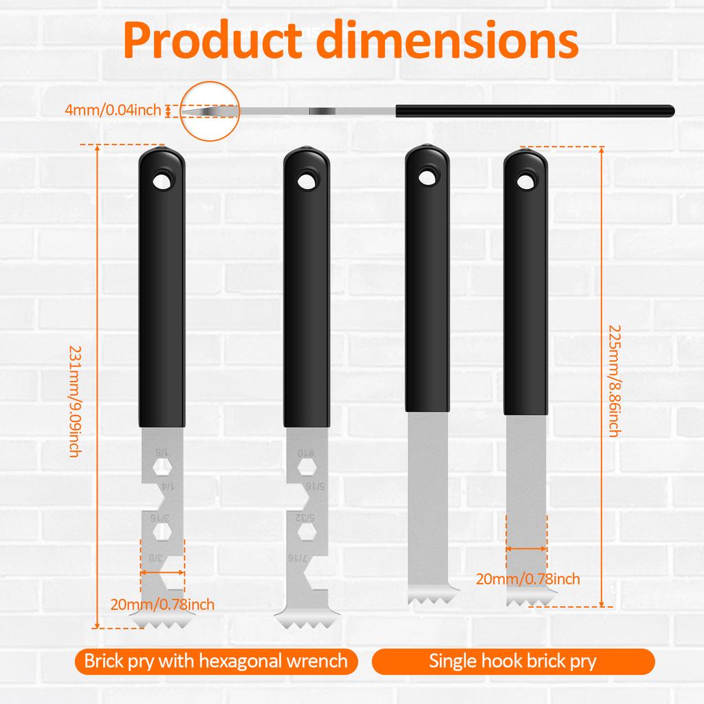 4Pcs Steel Paver Removal Tool High Hardness Paver Puller Tool with Non Slip Handle Labor Saving Paving Brick Pry Bar for Brick