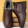 Fashion Men's Elderly Cotton Shoes Dad Winter Plushed Warm Shoes 2024 New Type Anti Slip Waterproof Outdoor Work Casual Shoes