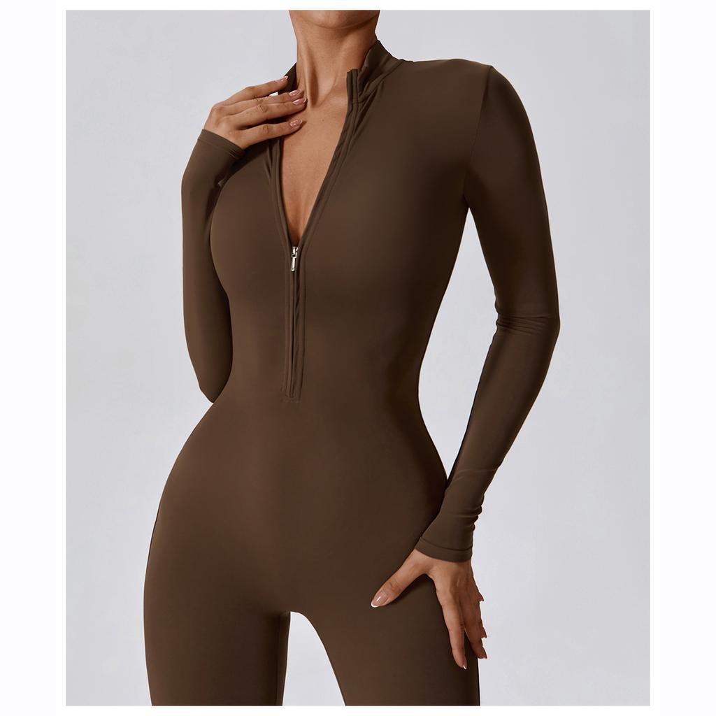 Sport-Jumpsuits Damen-Sets Langarm Schwarz Weiß Grau
