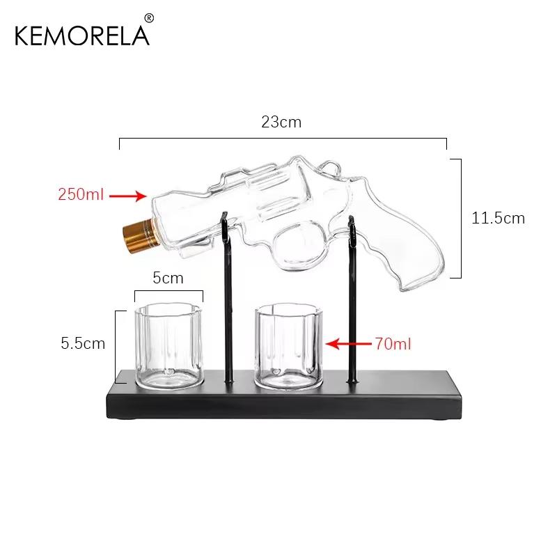 KEMORELA Carafe à Whisky Revolver Ensemble de Verres à Whisky Distributeur de Vin Récipient à Boire Bar Bouteille en Verre Cadeaux Exquis pour Hommes