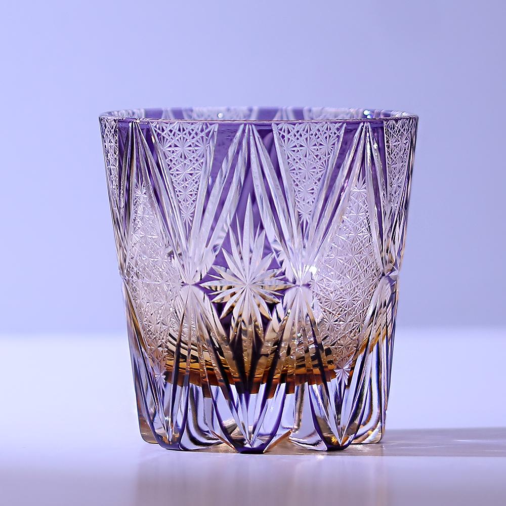 320 ml Handcrafted Black Whiskey Glass Tumbler Edo Kiriko Cut Ambition Design Barware for Gift