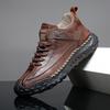 Hand-stitching Leather Men Boots Comfortable Casual Leather Shoes Men Ankle Boots