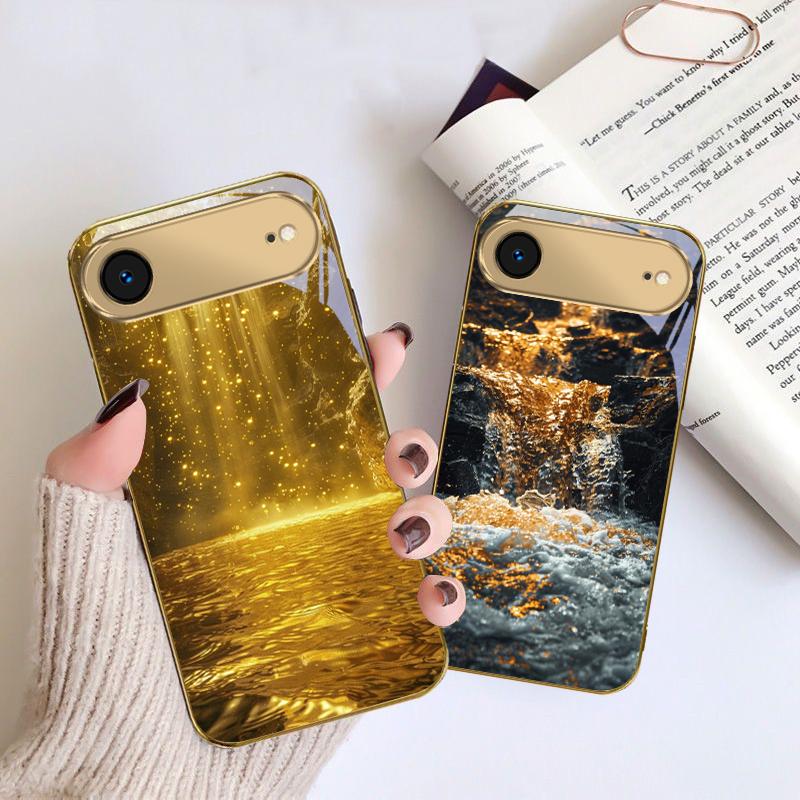 Paysages magnifiques Pour iPhone 17 Pro Max 16 17 Pro 15 Pro 14 13 Plus 12 Mini 11 Pro Max XR 16E 17 Air Coque de téléphone en verre doré