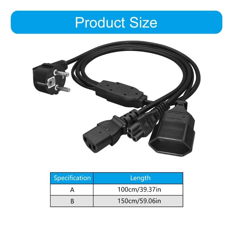 4.8mm to 4.0mm C13 C15 Power Cord Extension Power Connector Cable Splitter Adapter Cable Cord for Electronic Accessories