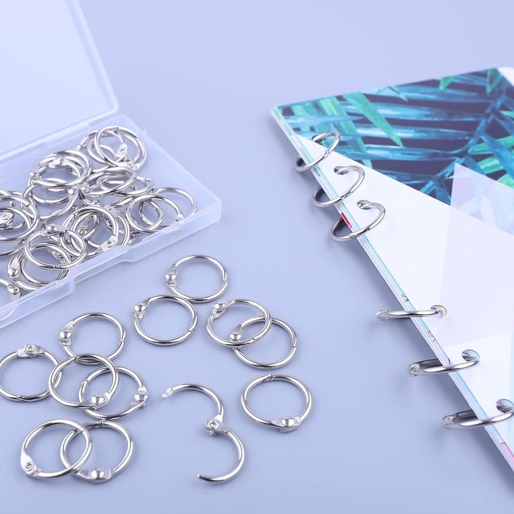 50 Pcs Silver Metal Binder Rings Loose Leaf Office Book Index Card Keychain Key Rings for School Home Office Organization