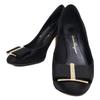 Salvatore Ferragamo Satin Capua pumps shoes 6.5D Black x GoldUsed