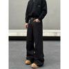 Blaexit American-Style Denim Black Jeans for Men, Vintage Baggy Straight-Leg Loose Casual Raw Color Wide-Leg Pants
