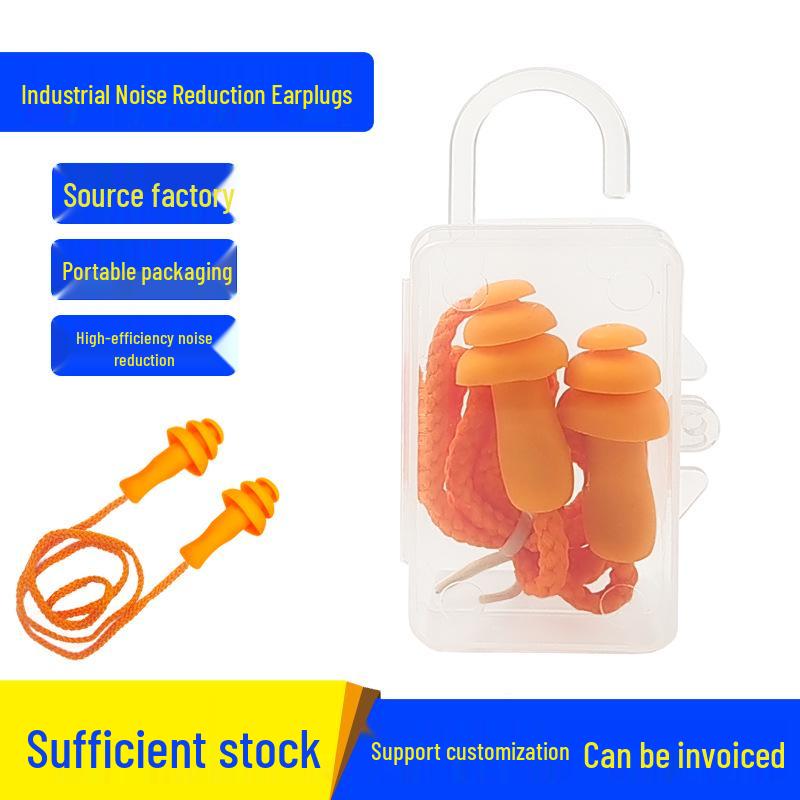 1270 Silicone Noise-Reducing Earplugs: Washable, for Industrial, Workshop, Study, and Sleep - Comes with Hook Box.