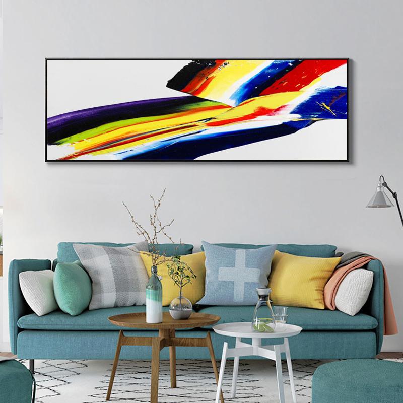 

Современное абстрактное искусство, картина маслом на холсте, постеры и принты, настенное искусство, абстрактная цветная лента, картина для гостиной, домашний декор 20*40cm