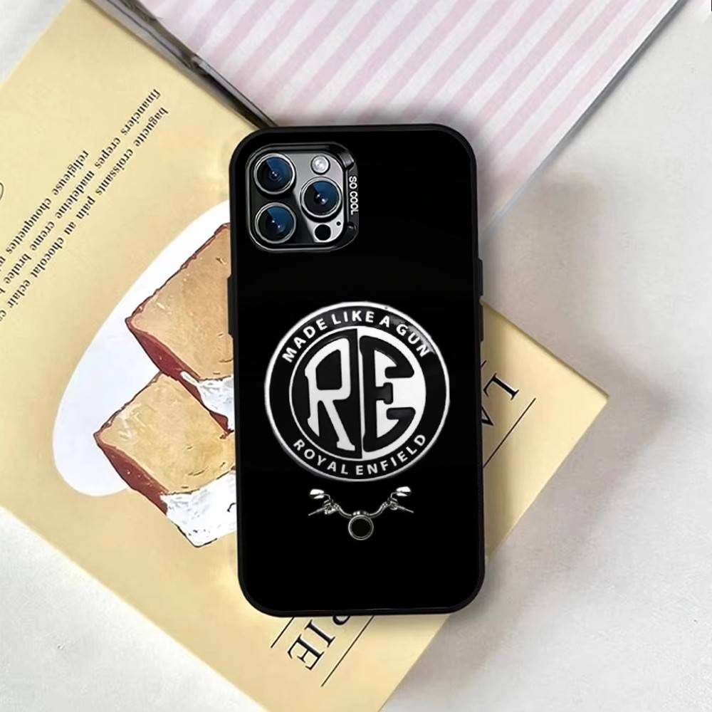 R-ROYALS E-ENFIELDs Logo Phone Case For iPhone 17,16,15,14,13,12,11 Plus,Pro Max,XS,Colored Silver Plated Inside Cover