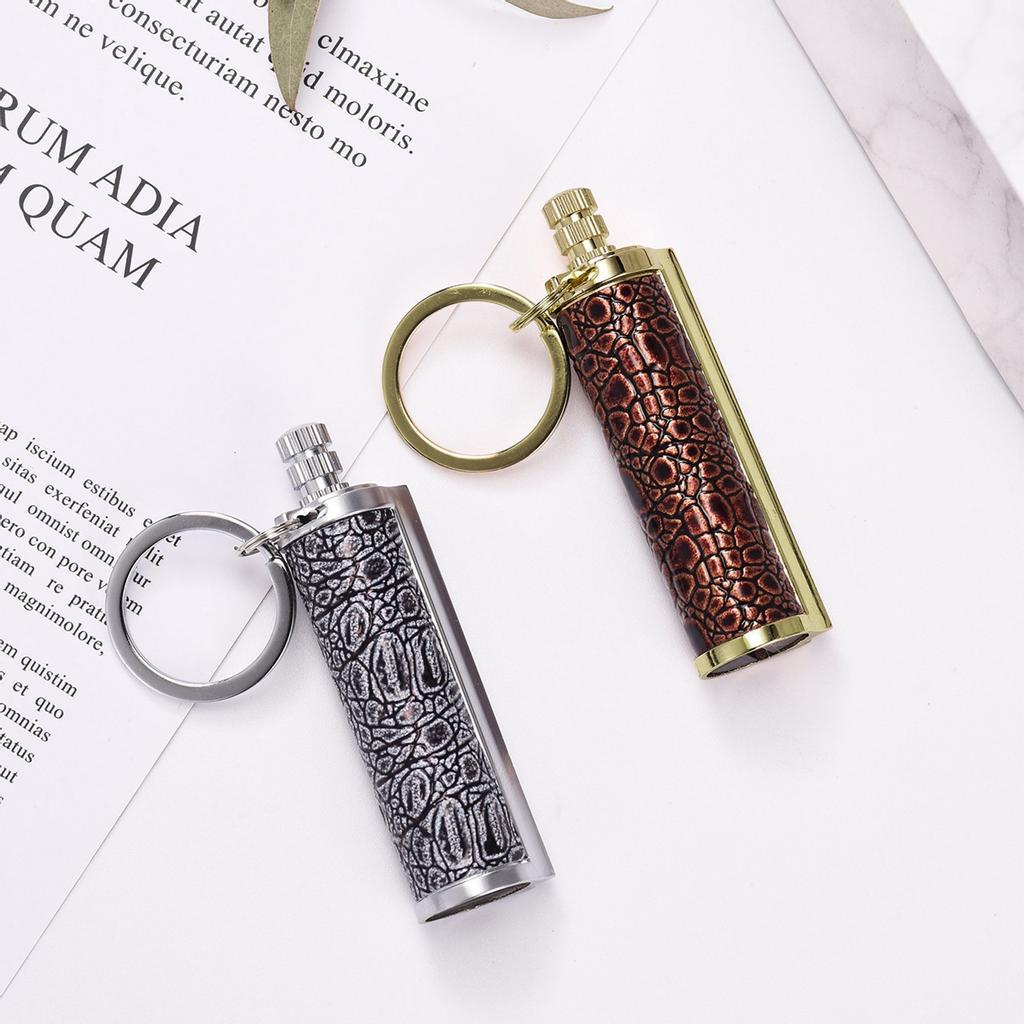 Outdoor Portable Lighter Bottle Keychain With Containing Cotton Core