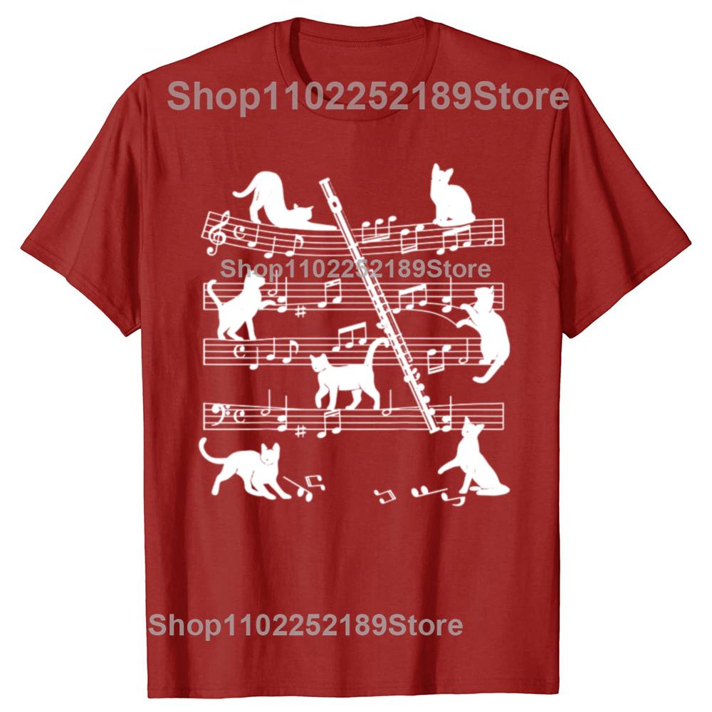 Flautist Flutist Cats Flute Player T Shirts Graphic Cotton Streetwear Short Sleeve Birthday Gifts Summer T-shirt Mens Clothing