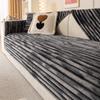 Anti Slip Sofa Cover Gray Flannel Sofas Cushion Gradient Color Stripes Sofa Cushion Pillowcase Thickened in Winter Couch Cover