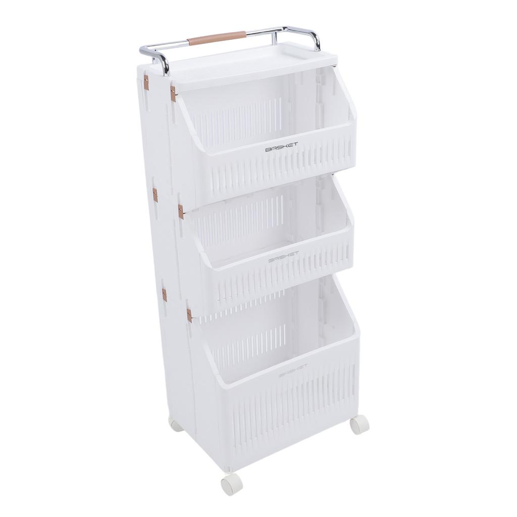 Rolling Storage Cart Multifunction Utility Rolling Storage Organizer Folding Laundry Basket with 4