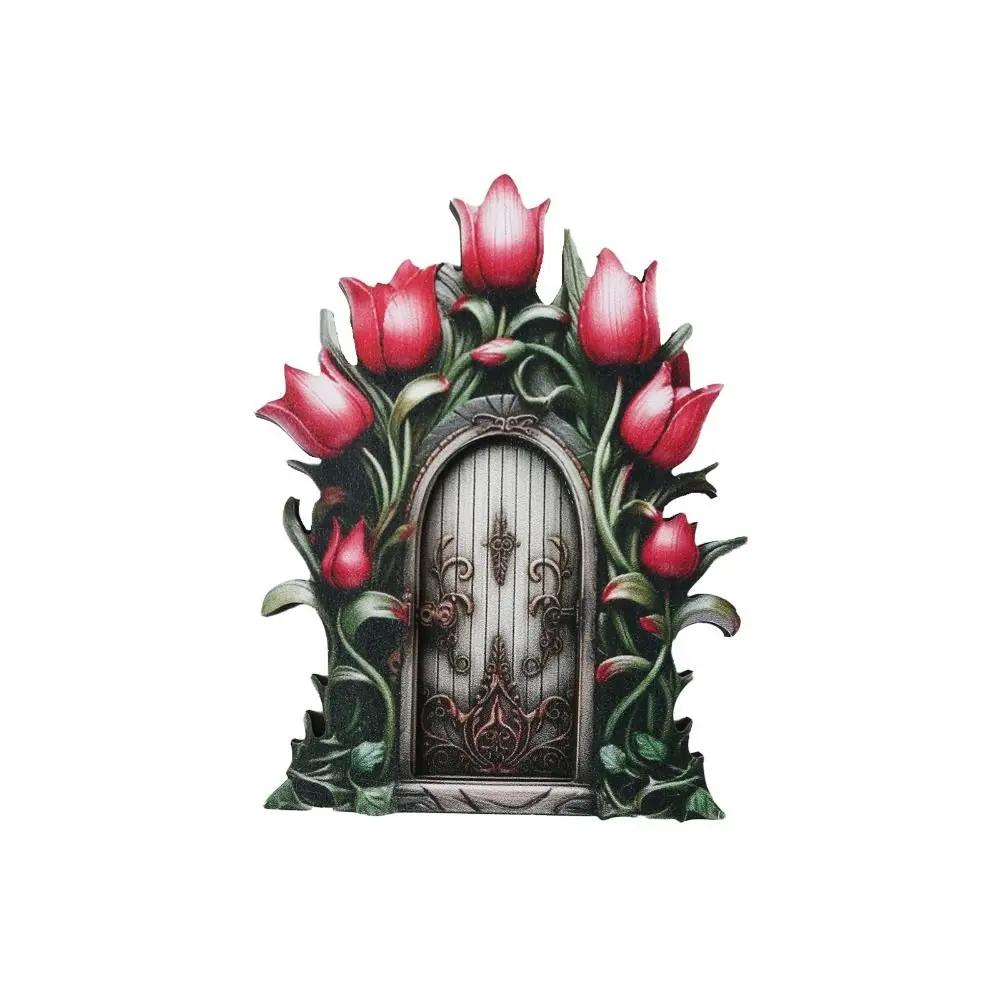 Dollhouse Wood Fairy Elf Door Mini Home Decorations Room Wall Decoration Cartoon Elf Door Baby Gift Craft Ornaments