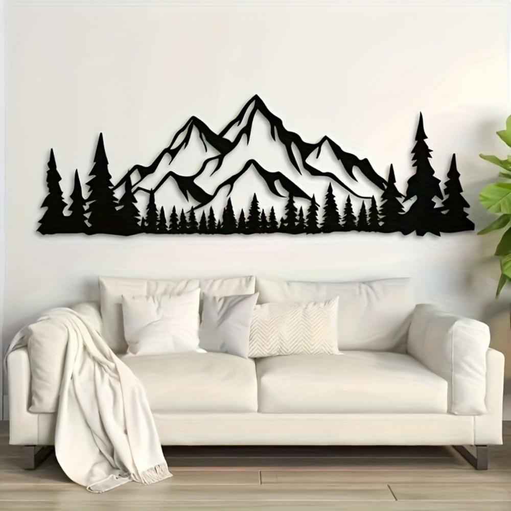 1pc Large Forest Metal Wall Art Nature Mountain Decor Modern Home Interior Natural Landscape Scene Housewarming Gift