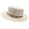 Women's Vintage Straw Hat with Adjustable Strap and Metal R Buckle for Beach and Outdoor Leisure