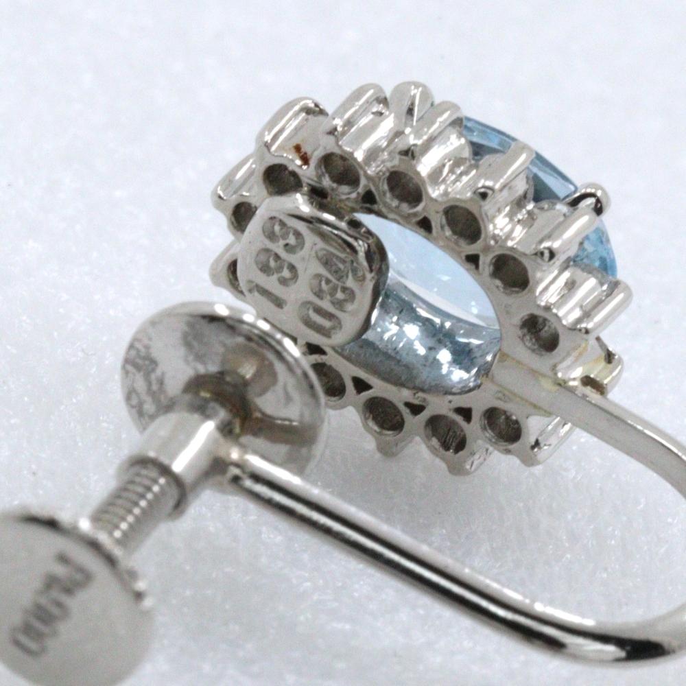 Earring Pt900Platinum/Aquamarine/diamond 4.3g Women Used