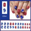 24 Pcs 4th of July Stick On Nail Flag Day Artificial Nail Short Square False Nail Matte Red Blue Stripe Press On Nail