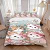 3pcs Cartoon Cute Four Kittens Printed Duvet Cover Set (1 * Cover+2 * Pillowcase, Without Core), Suitable for Home Bedroom, Guest Room, Dormitory