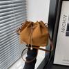 Portable Large Capacity Crossbody Bags Solid Color Faux Suede Shoulder Bag Adjustable Strap Drawstring Women's Handbags Women