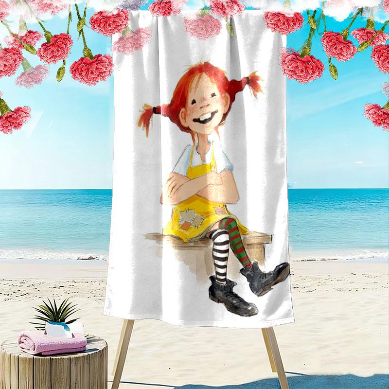 Pippi Adventure Print Beach Towel Large Soft Quick Dry Towel For Beach Camping Swimming