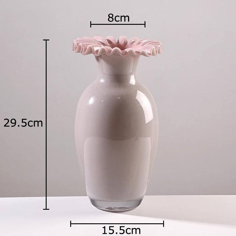 Kreative Rosa Blumenrand Glasvase Hydroponik Pflanzgefäß Schreibtischdekoration Blumenarrangement Florale Vasen Raum Ästhetische Deko