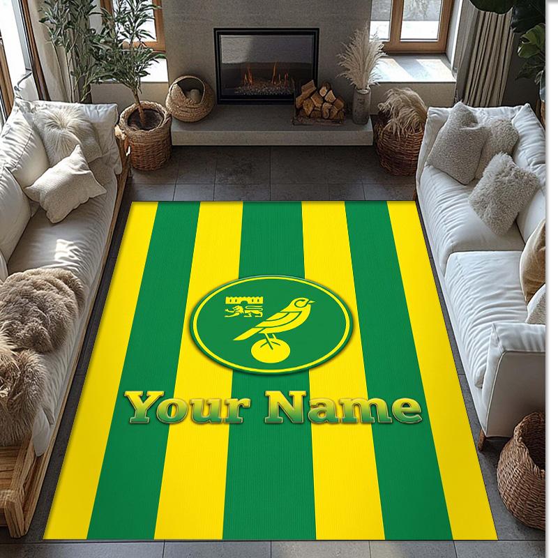 Norwich City Printed Crystal Velvet Rug Non‑Slip Crystal Velvet Carpet For Sofa Bedroom Indoor Home Decoration