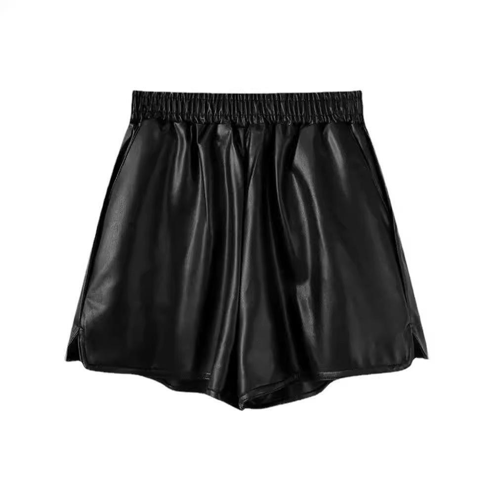 Women's High Waist Leather Shorts: Loose, Wide-Leg, Plus Size, Slimming Design for Autumn and Winter
