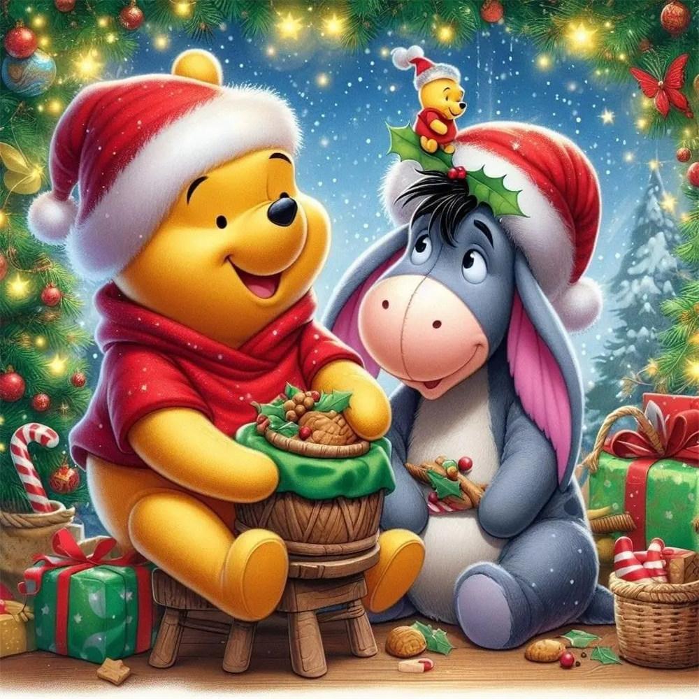 Disney 5D Diamond Painting Winnie The Pooh Christmas Cross Stitch Mosaic Kit Home Decoration Wall Sticker DIY Handmade Gift