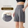 Women's High-Waist Quick-Dry Running Set with Phone Pocket - Loose Fit, Summer 4-Point Shorts