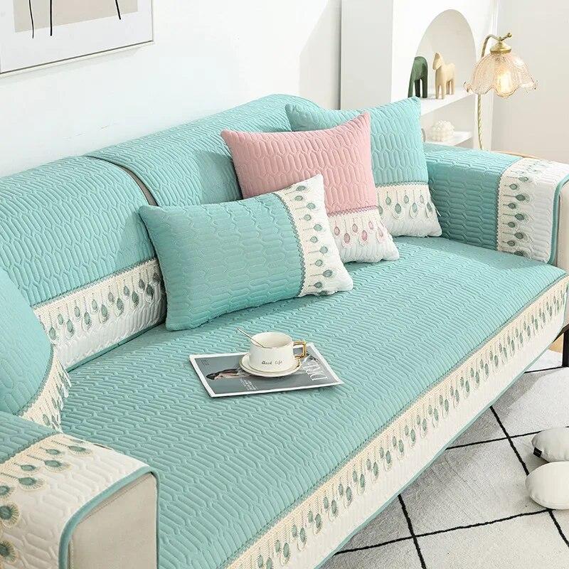 Stickerei-Sofa-Pad, Handtuch, Sofabezüge für Wohnzimmer, 1/2/3/4-Sitzer-Sofabezug, universelle Schonbezüge, Chenille-Sofabezüge